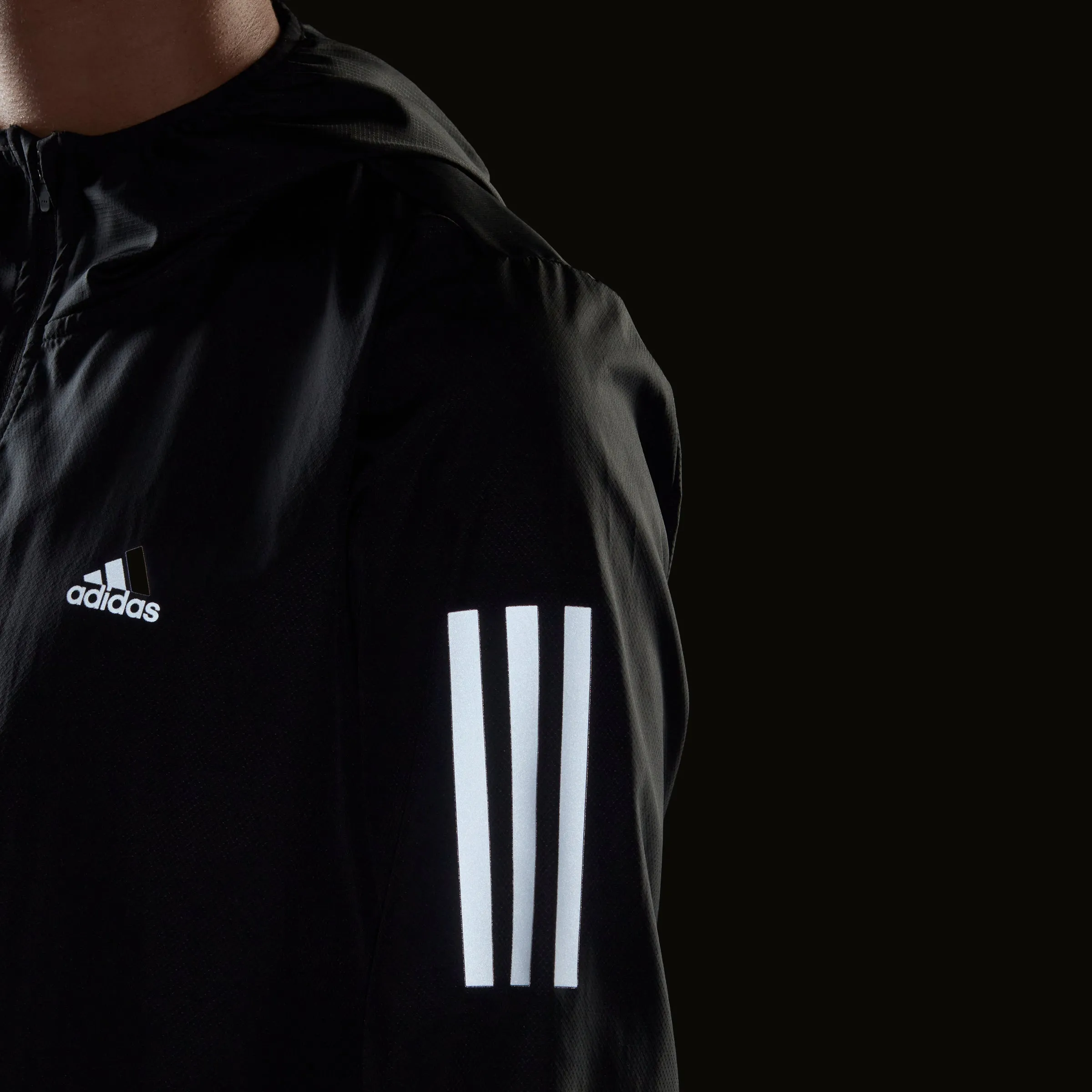 adidas OWN THE RUN Hooded Running Windbreaker - Black | Women's