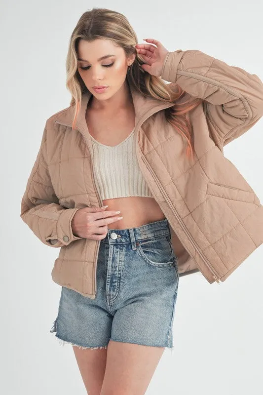 Aemi Co Quilted Zip Up Puffer Jacket