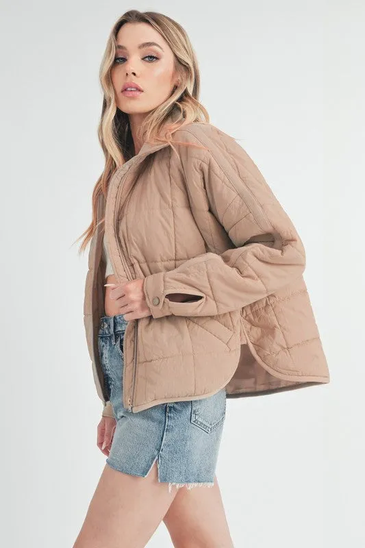 Aemi Co Quilted Zip Up Puffer Jacket