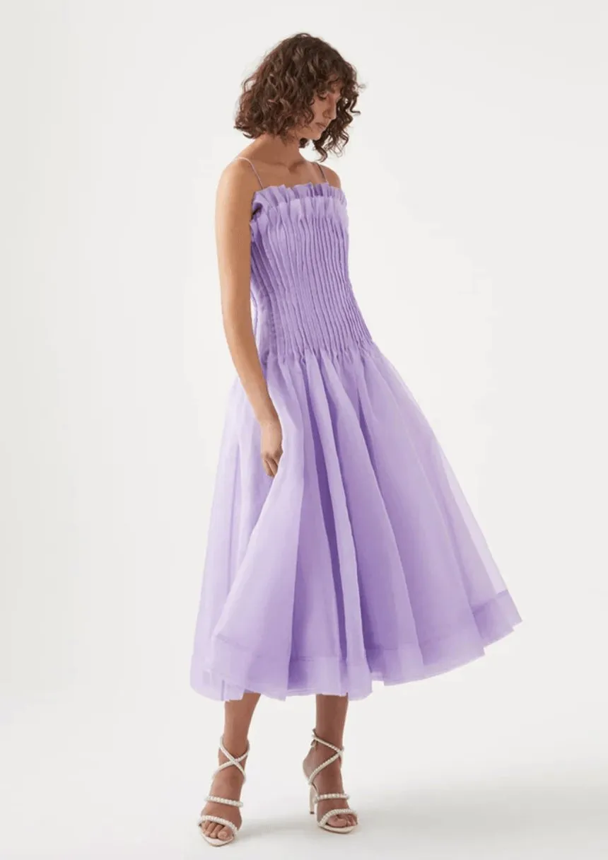 Aje Horizon Pintucked Midi Dress