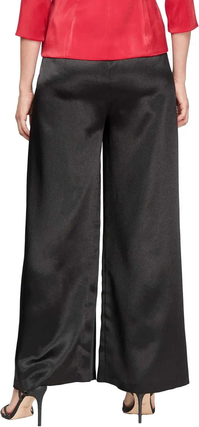 Alex Evenings Women's Wide Leg Chiffon Dress Pant for Mother of The Bride, Elegant Party Outfit (Petite and Regular Sizes)