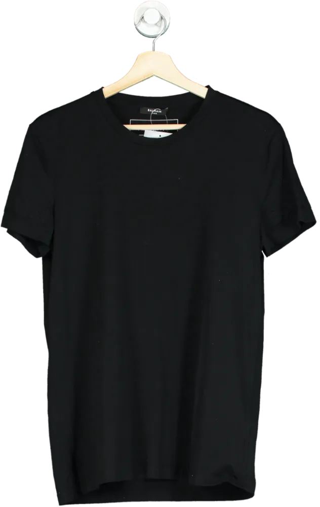 Balmain Black Embossed Logo Sleeve T-Shirt Size UK S