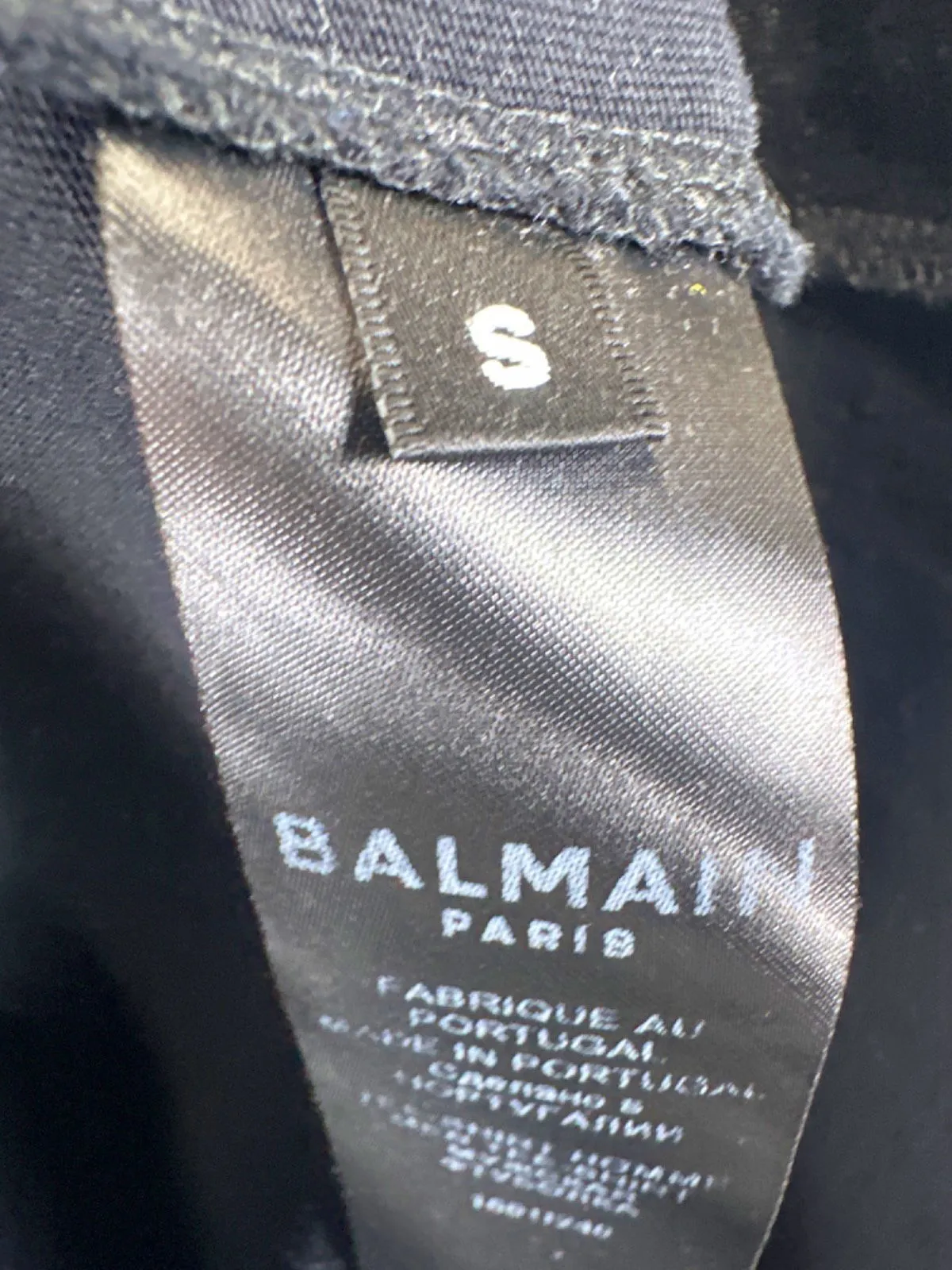 Balmain Black Embossed Logo Sleeve T-Shirt Size UK S