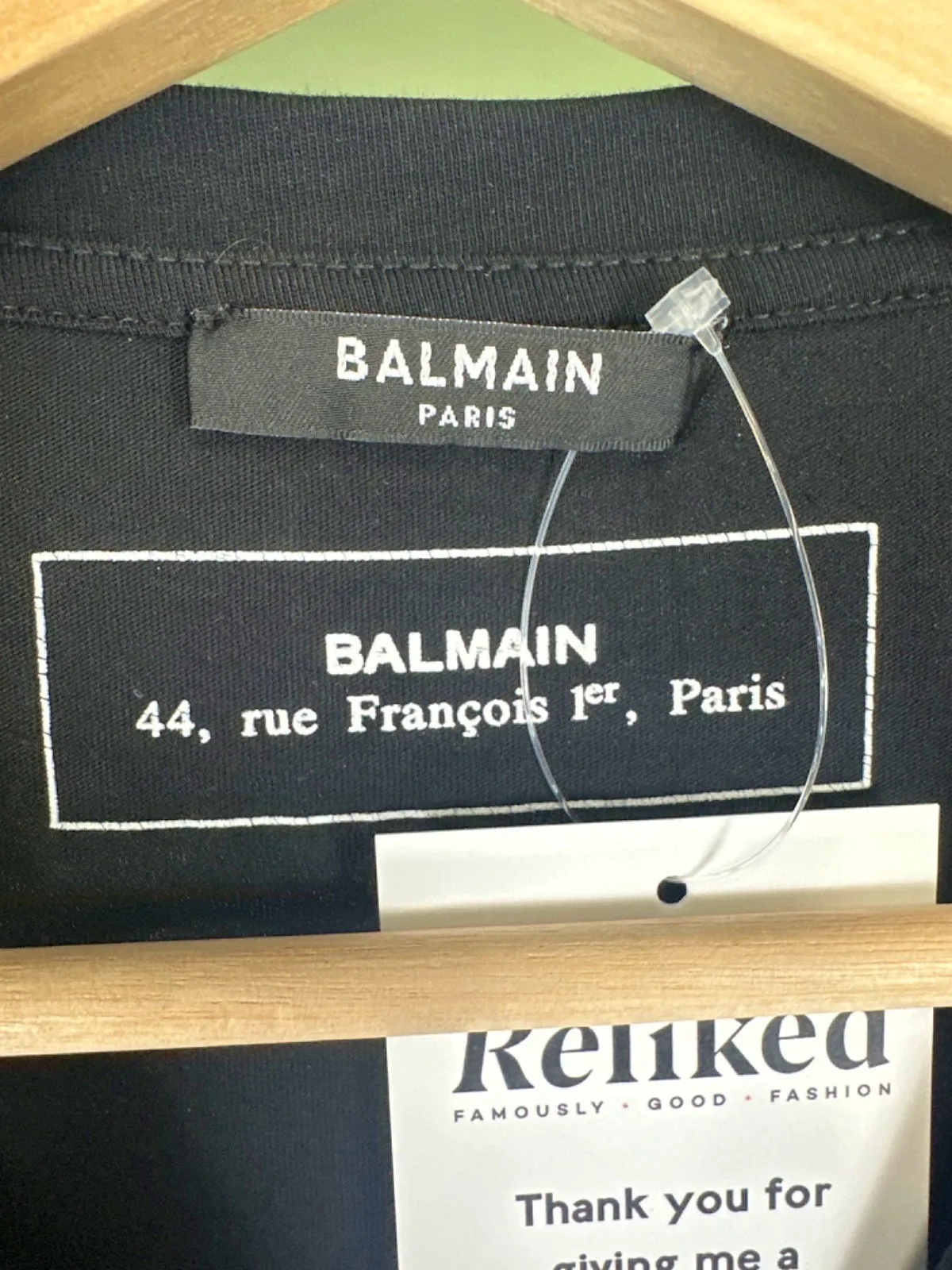 Balmain Black Embossed Logo Sleeve T-Shirt Size UK S