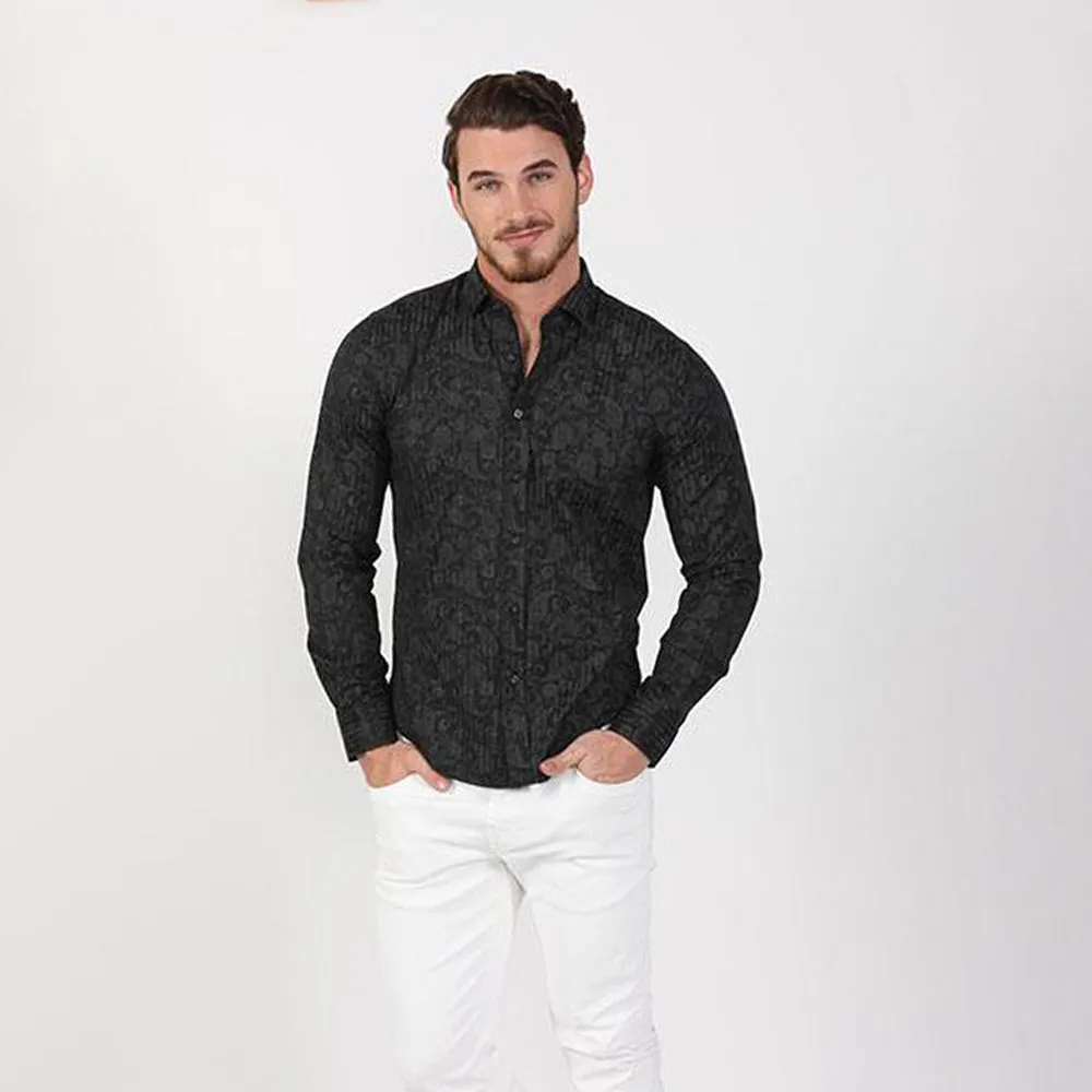 Black Paisley Button Down Shirt