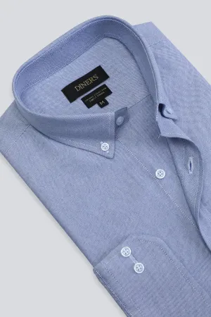 Blue Oxford Textured Casual Shirt