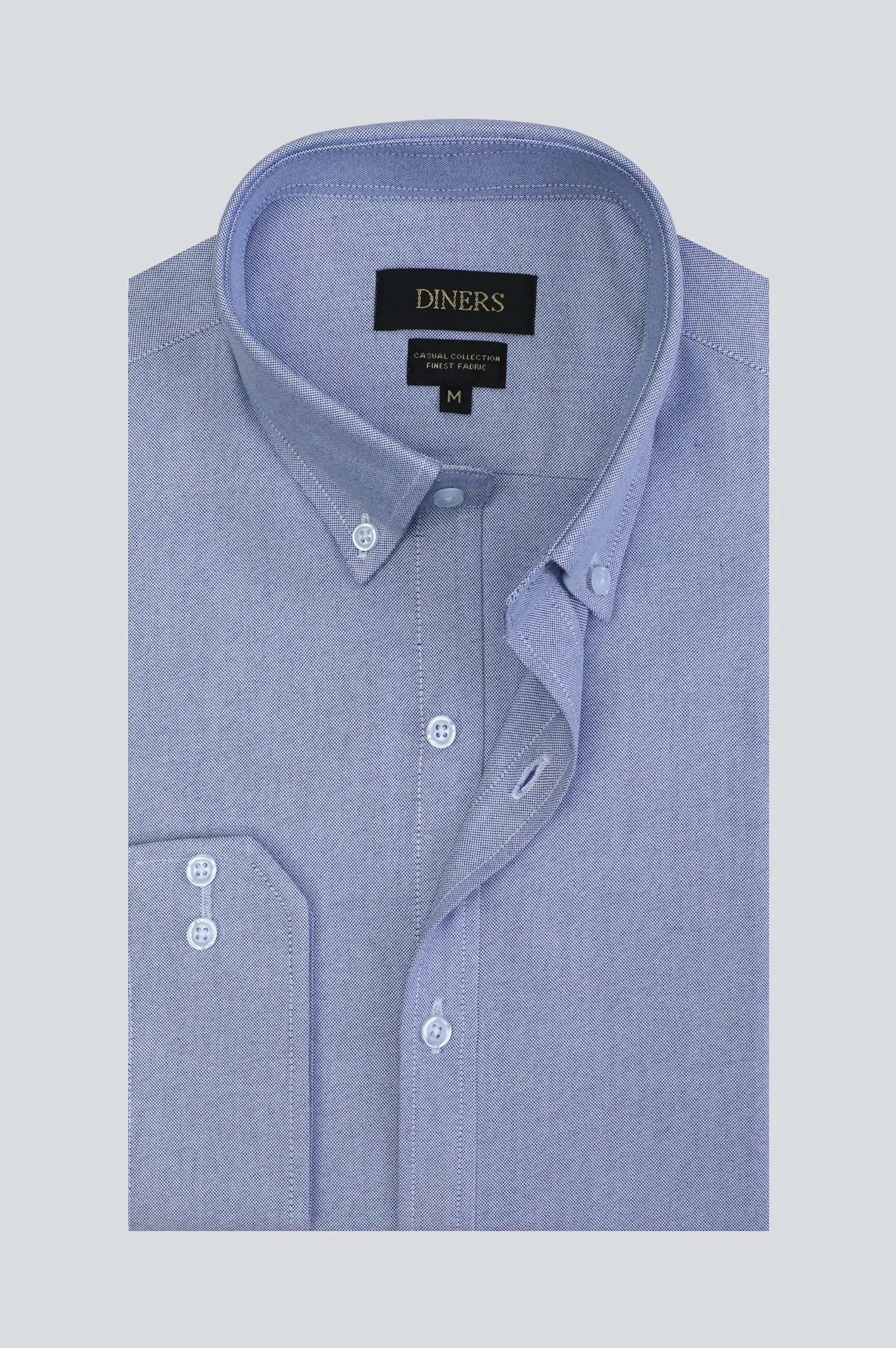Blue Oxford Textured Casual Shirt