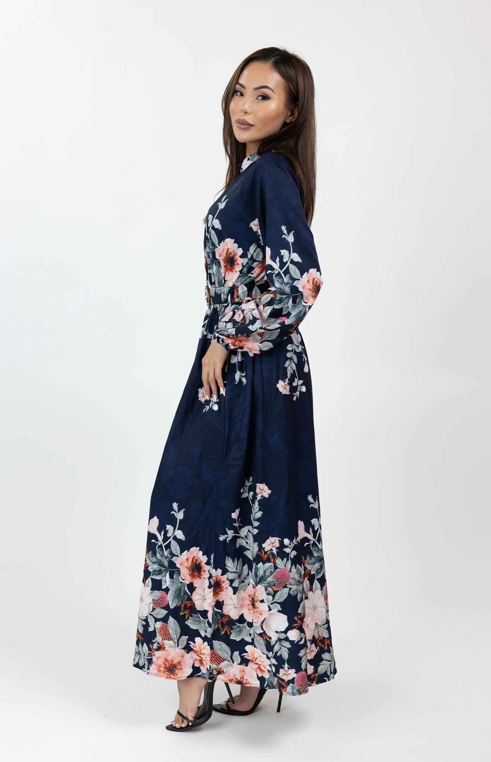 Border Print Floral Dress