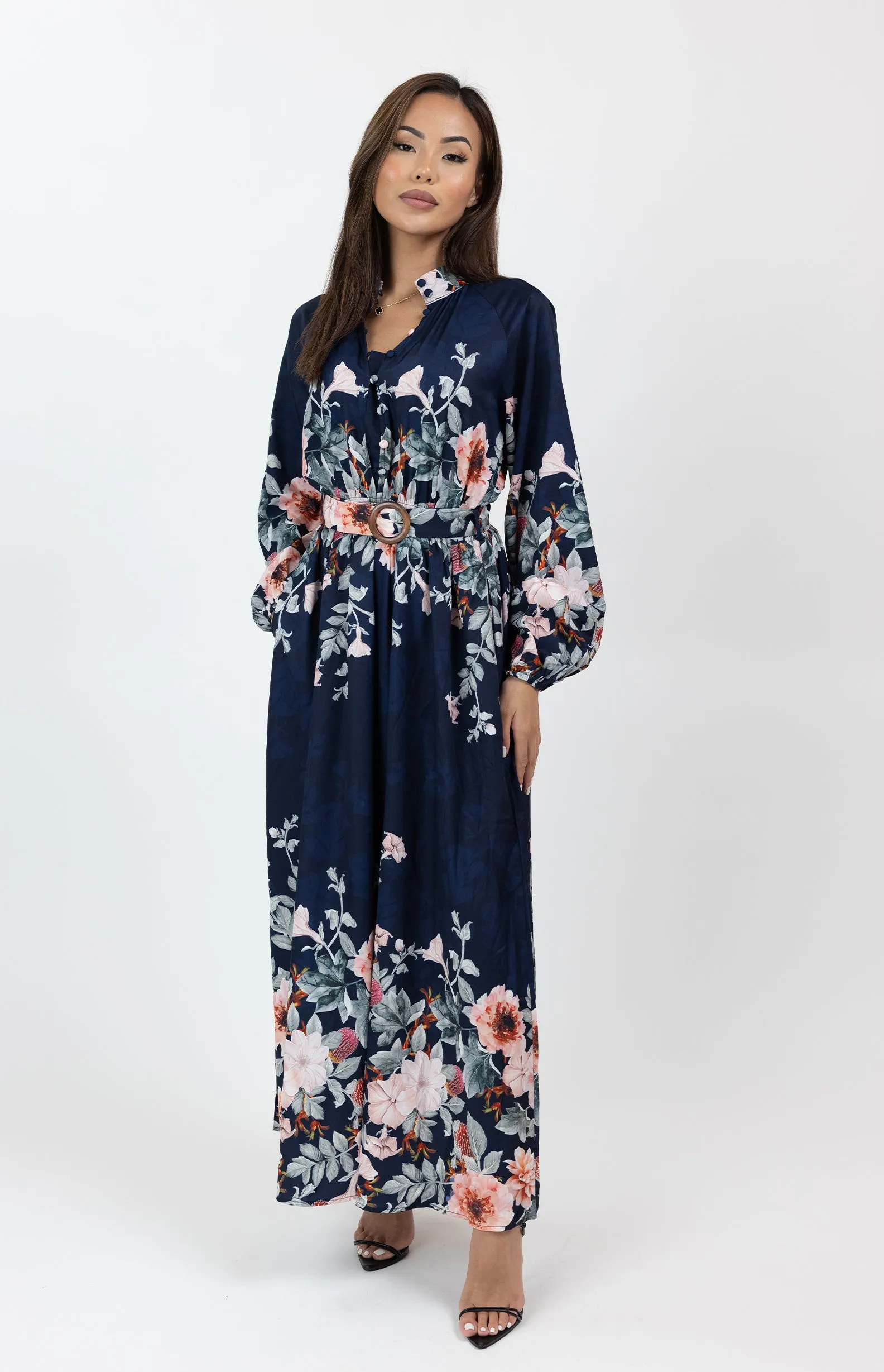 Border Print Floral Dress