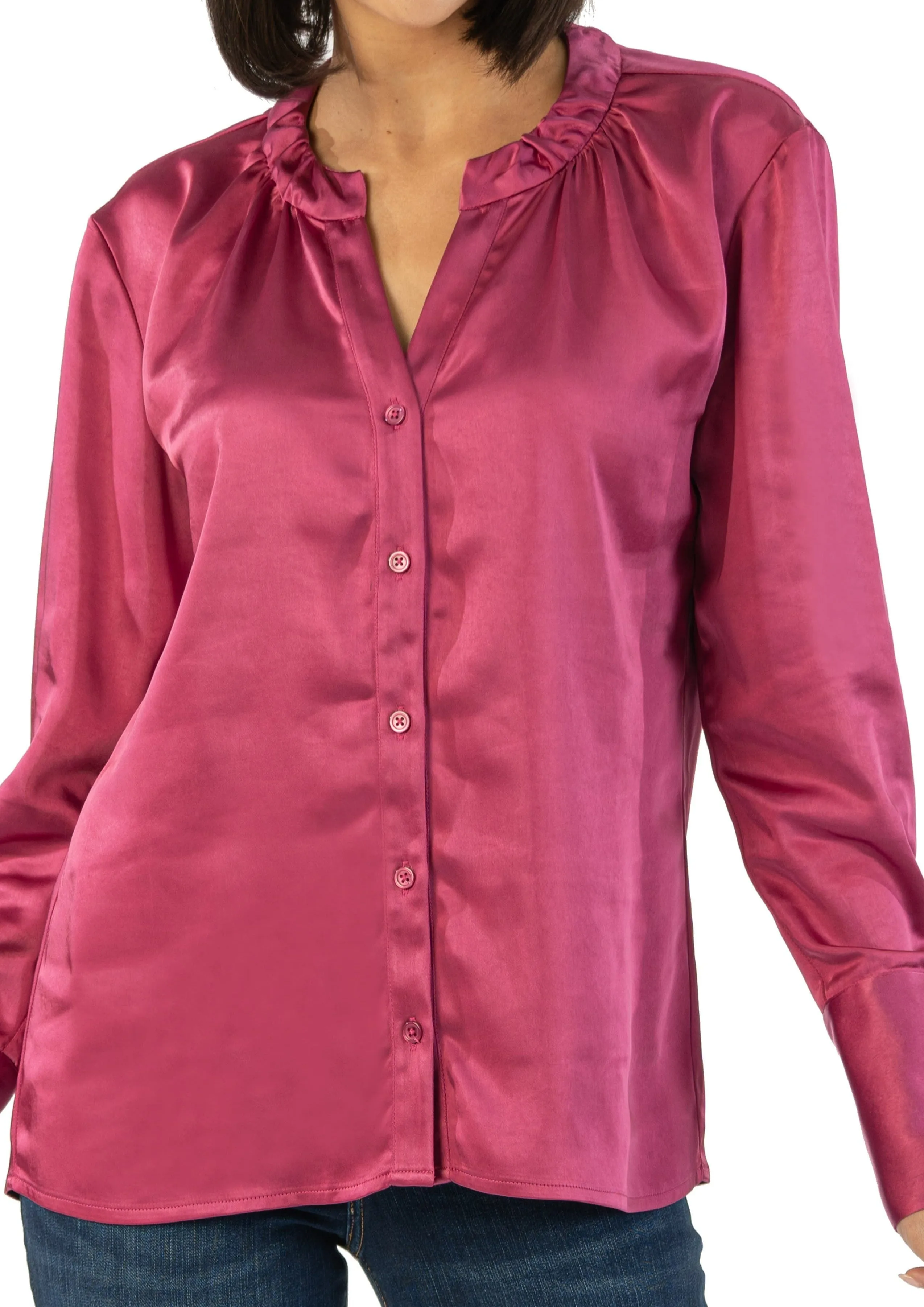 Brigitta Satin Button Down