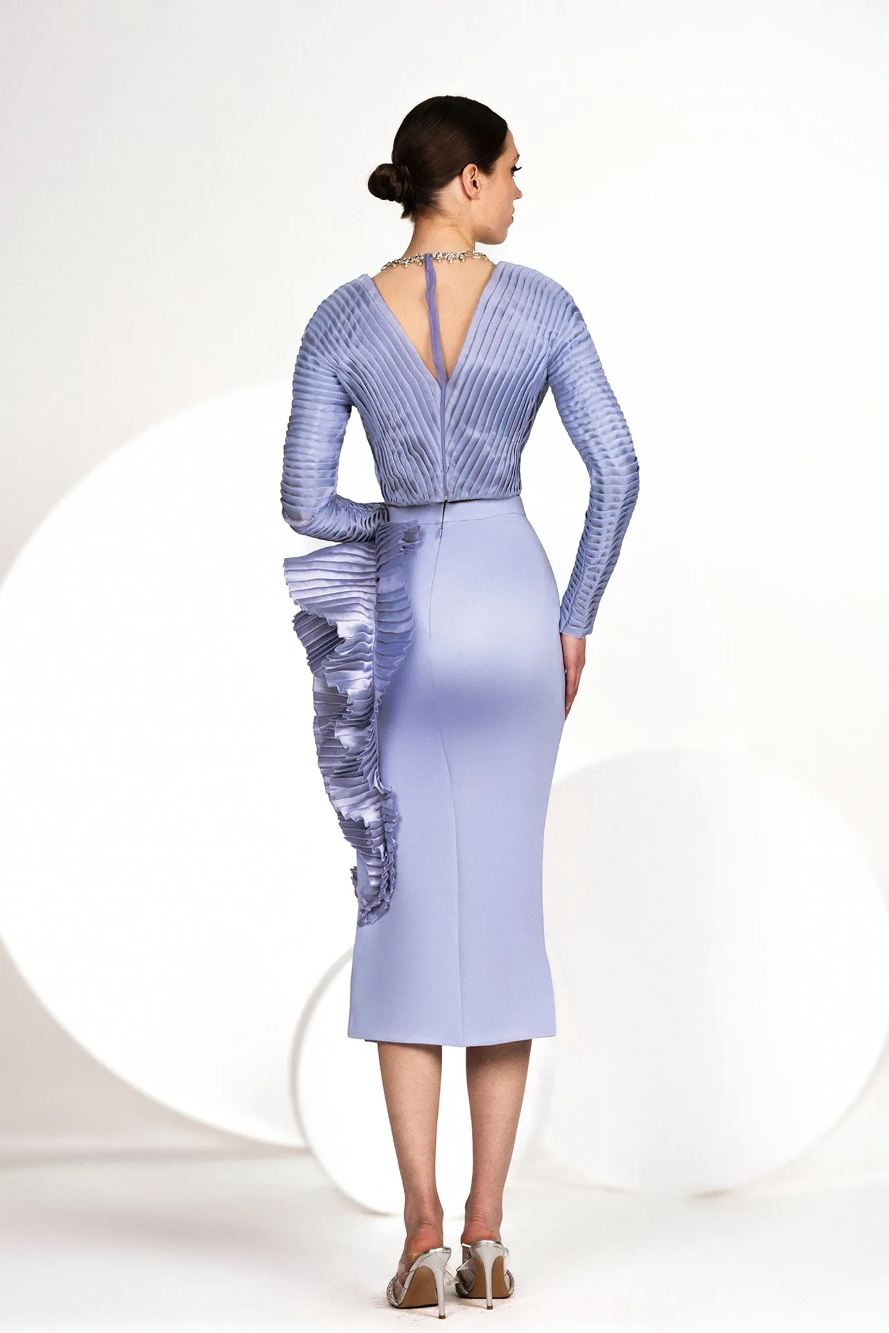 Cadi Pleated Top with Midi Skirt