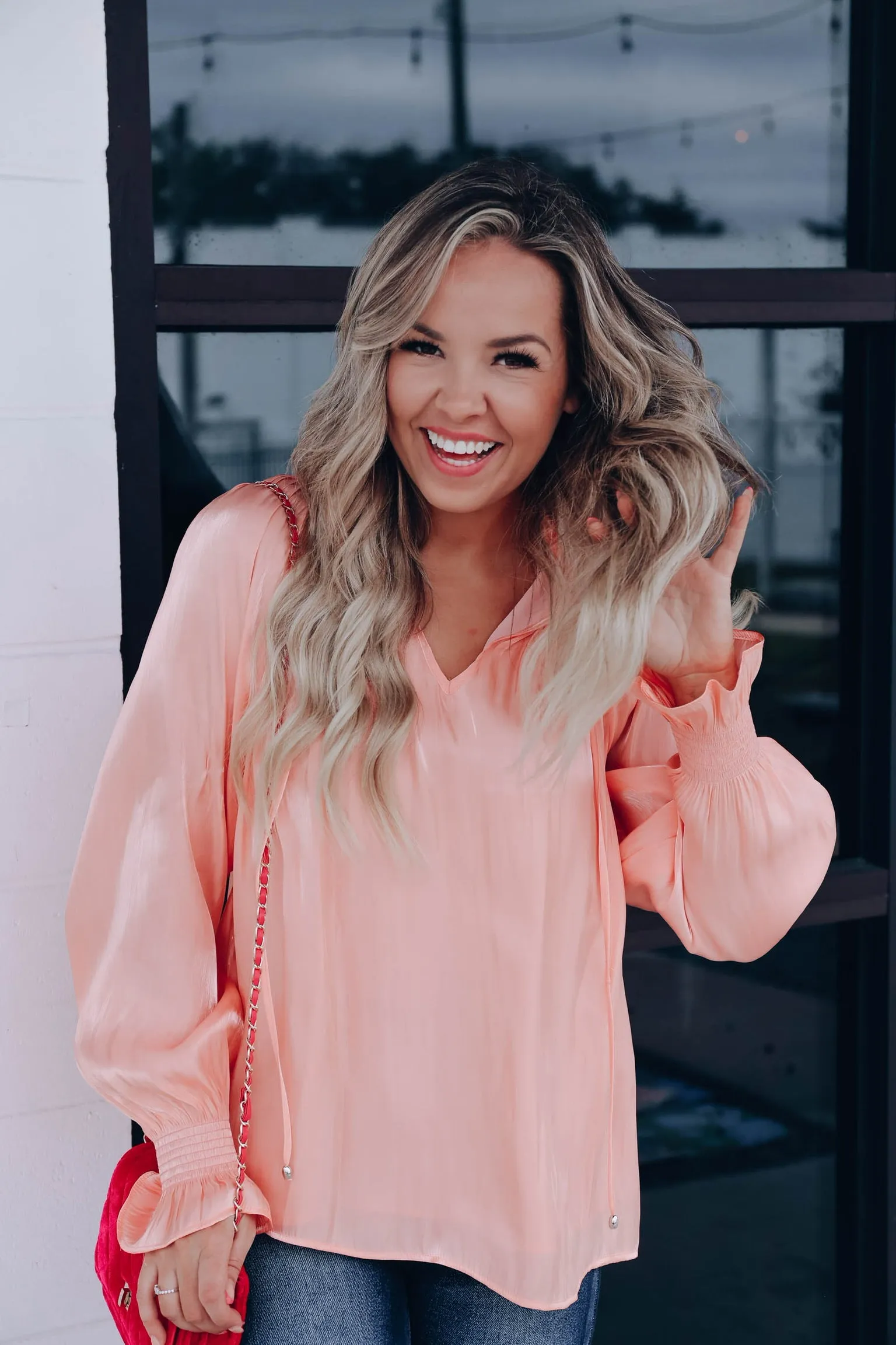 Cameo Satin Puff Sleeve Blouse