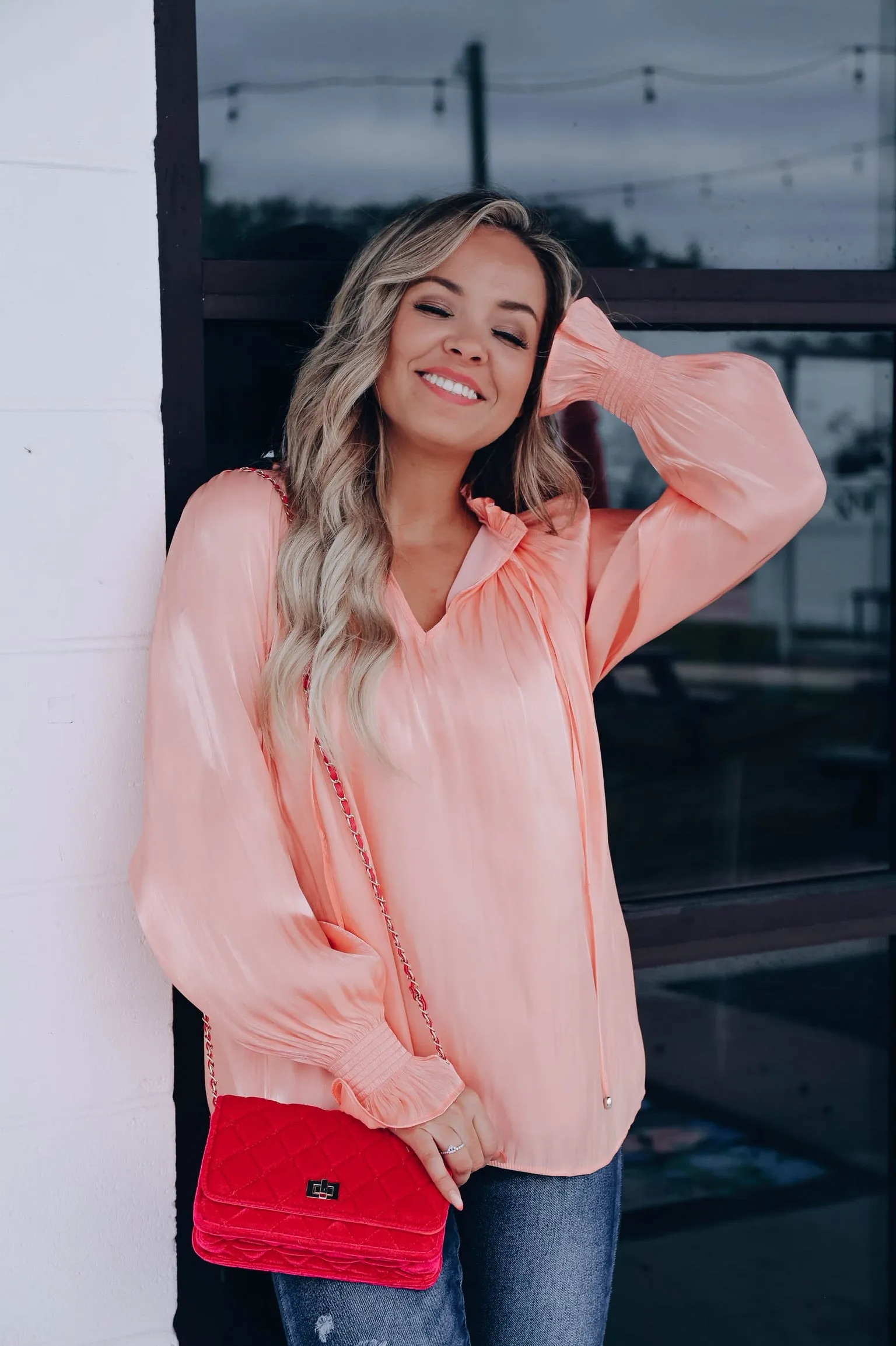 Cameo Satin Puff Sleeve Blouse
