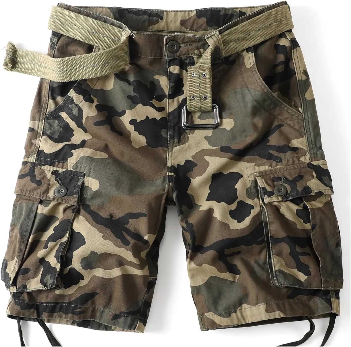 Camo Cargo Shorts for Men Cotton Casual Wild Outdoor Work Relaxed Fit Shorts with Multi-Pockets