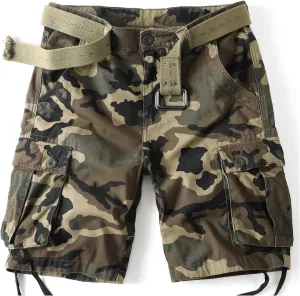 Camo Cargo Shorts for Men Cotton Casual Wild Outdoor Work Relaxed Fit Shorts with Multi-Pockets