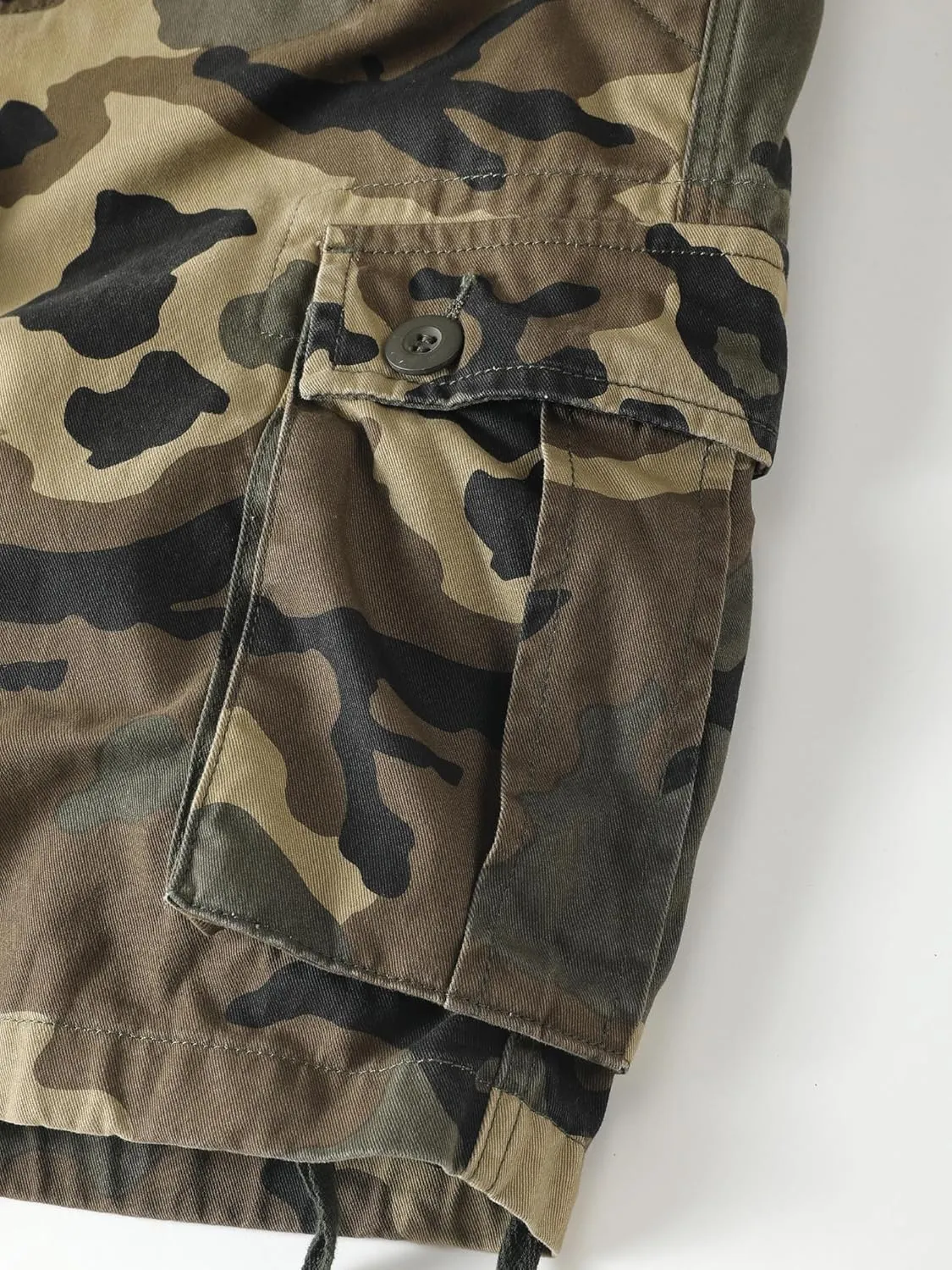 Camo Cargo Shorts for Men Cotton Casual Wild Outdoor Work Relaxed Fit Shorts with Multi-Pockets