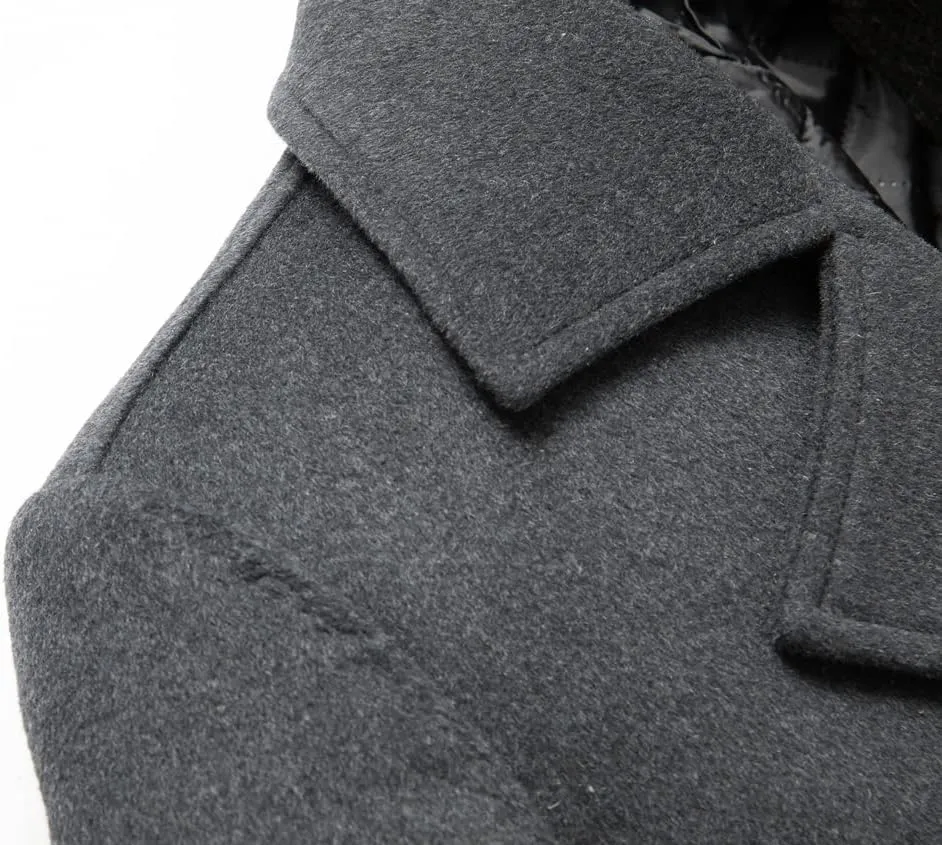 chouyatou Men's Classic Double Breasted Wool Blend Pea Coat Mid Long Trench Coat