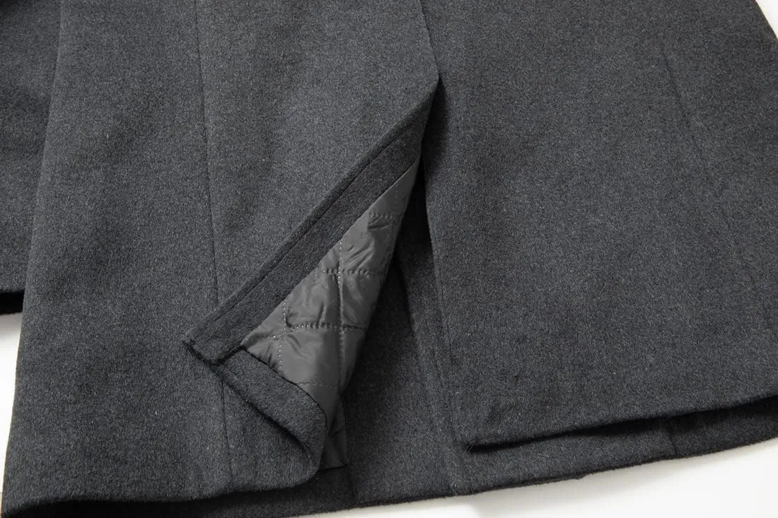 chouyatou Men's Classic Double Breasted Wool Blend Pea Coat Mid Long Trench Coat