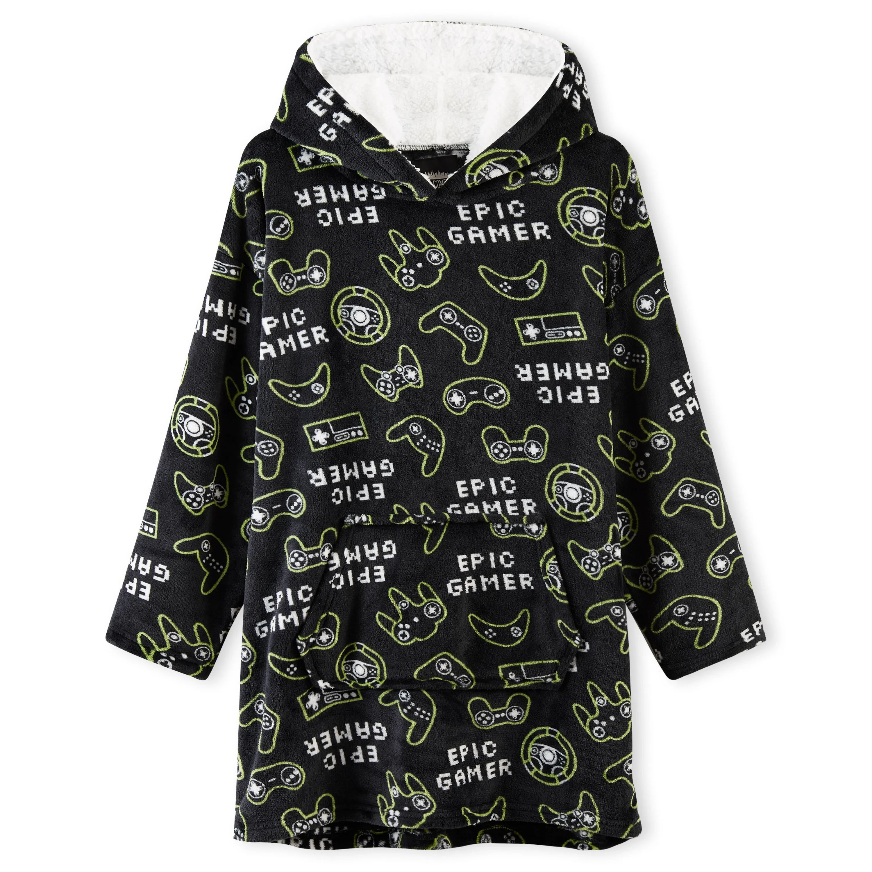 CityComfort Fleece Hoodie Blanket for Kids and Teenagers - Football One Size Kids Oversized Hoodie with Sherpa-Lined Hood Gaming Gifts for Kids