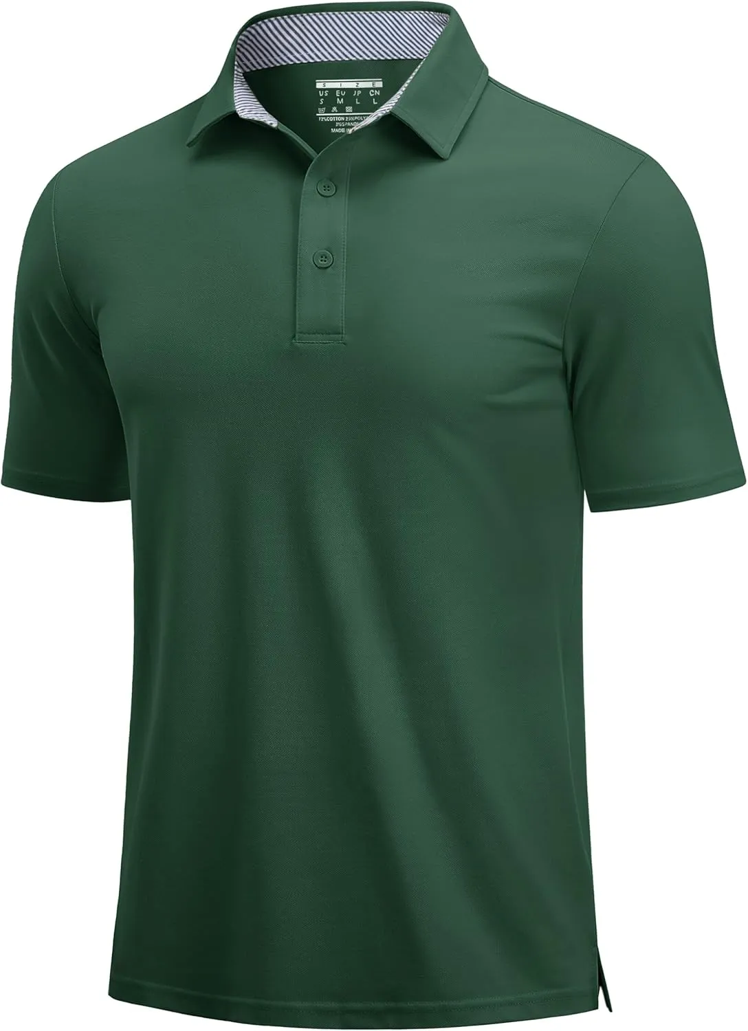 Cotrasen Men's Polo Shirts Short Sleeve Cotton Pique 3 Buttons Golf Shirts Classic Fit Casual Performance T-Shirt