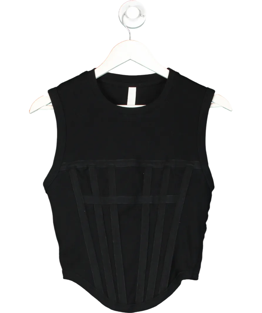 Dion Lee Black Ribbed Corset Top UK L