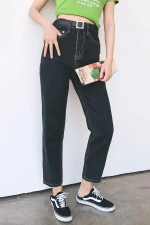 elveswallet Leisure High-waisted Straight Jeans