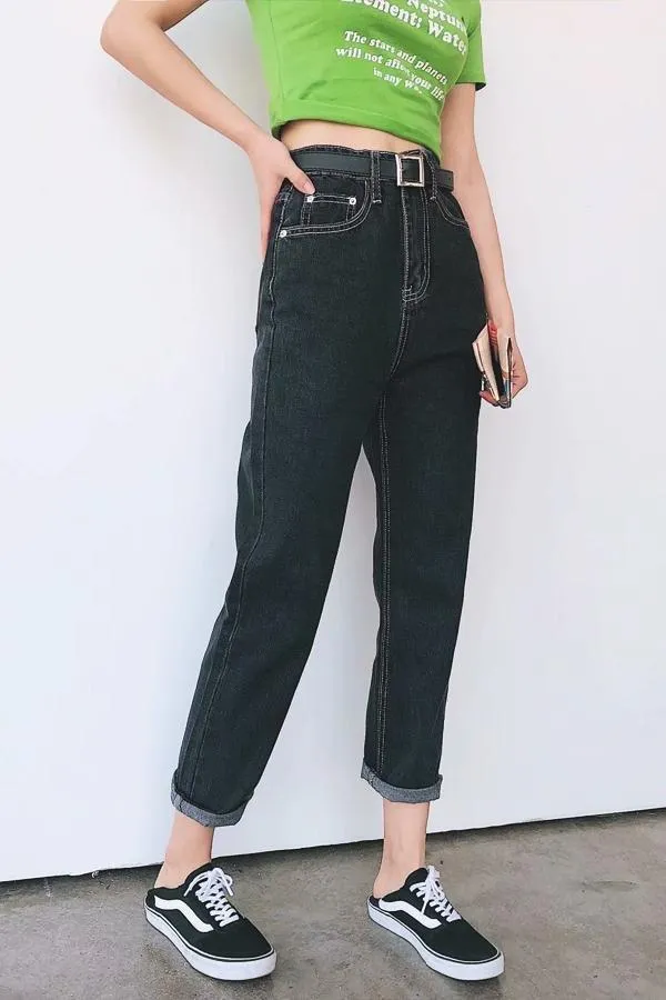 elveswallet Leisure High-waisted Straight Jeans