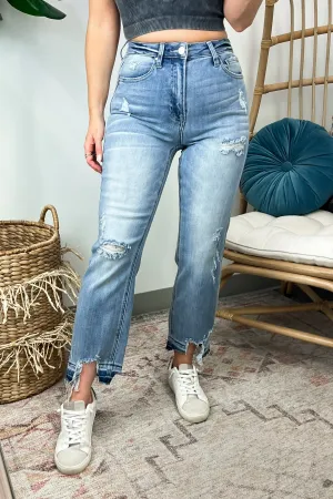 Emelle High Rise Cropped Straight Distressed Jeans - FINAL SALE