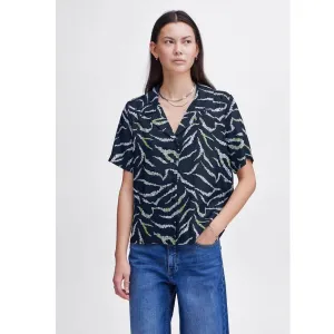 Floral Striped Button Up Camp Shirt