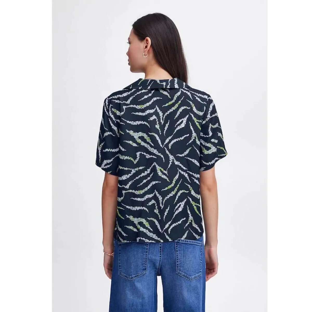 Floral Striped Button Up Camp Shirt