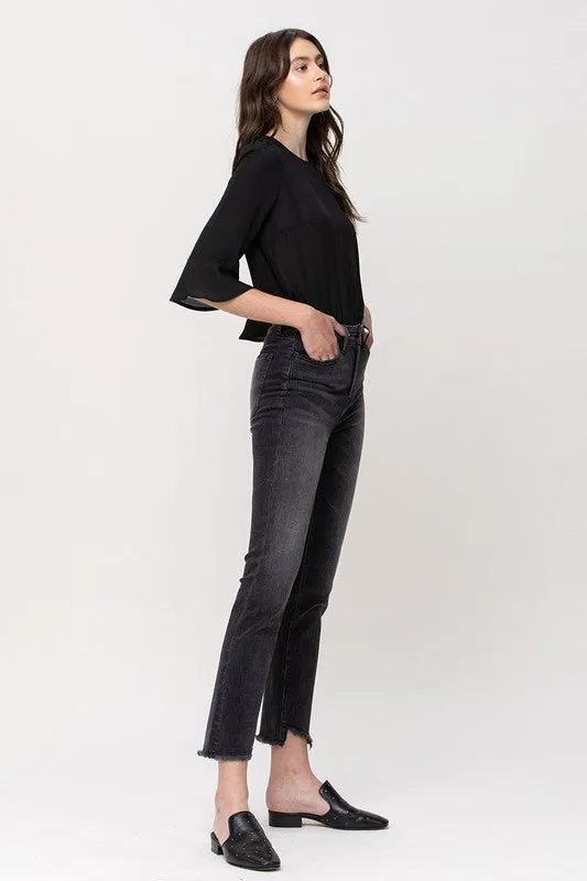 Flying Monkey High Rise Straight Crop W/Uneven Hem