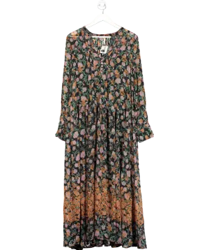 Free People Black Floral Print Chiffon Maxi Dress UK S