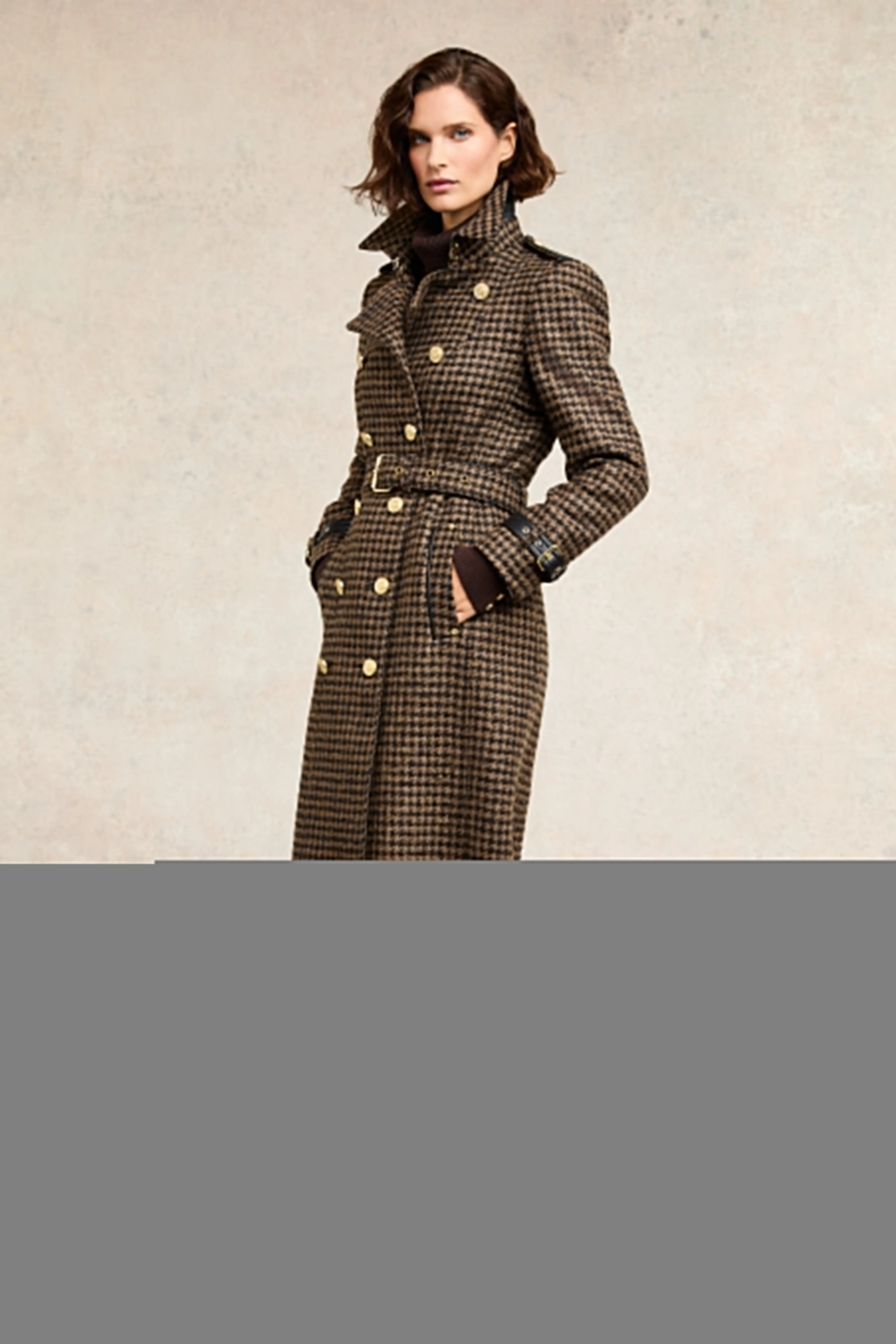 Full Length Marlborough Trench Coat (Chocolate Houndstooth)