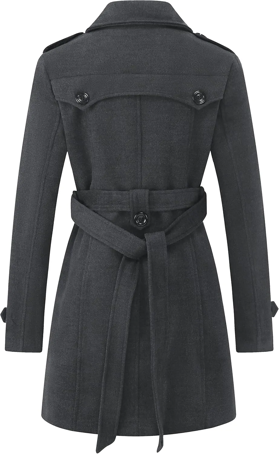 GGleaf Women's Classic Double Breasted Pea Coat Winter Mid-Long Slim Trench Coat with Belt