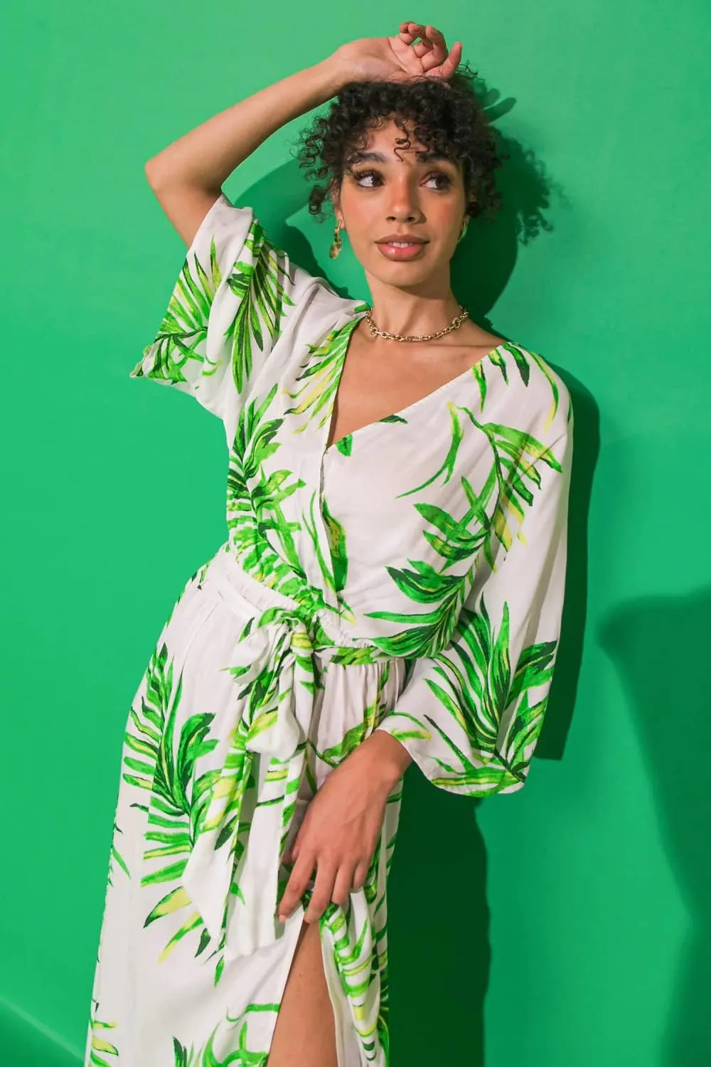 Halter Bohemian Floral Maxi Dress - Tropical Print Ethnic Print Keyhole Sundress