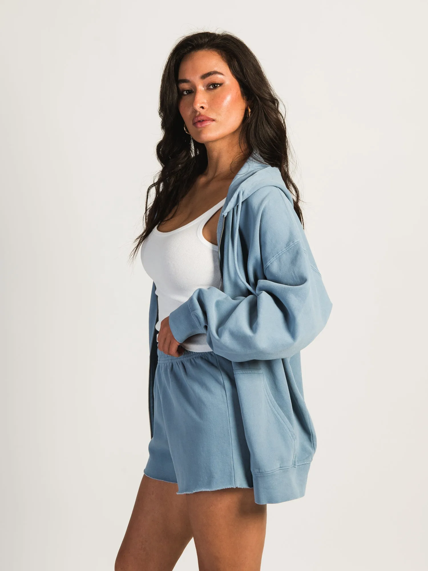 HARLOW MARIAH MELANGE ZIP HOODIE - CALIFORNIA