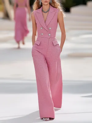 High-End Fashionable And Elegant Fragrance Style Sleeveless Wide-Leg Jumpsuit