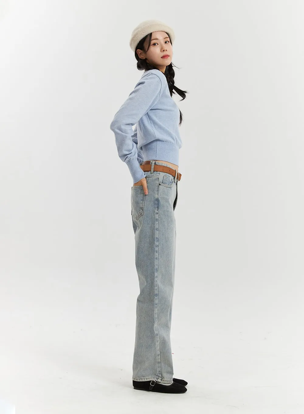 High-Waisted Full-Length Straight Leg Jeans OD320