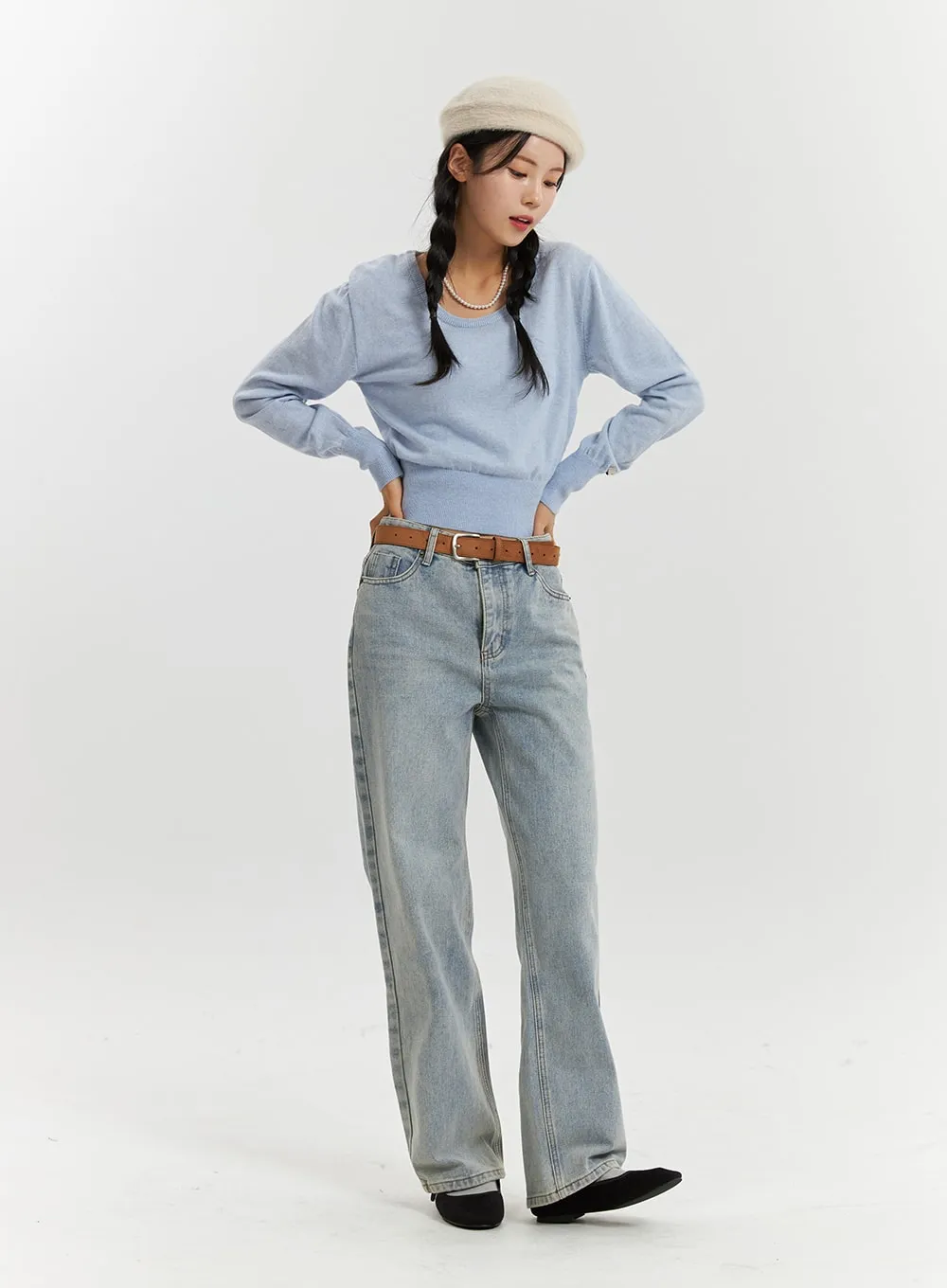 High-Waisted Full-Length Straight Leg Jeans OD320