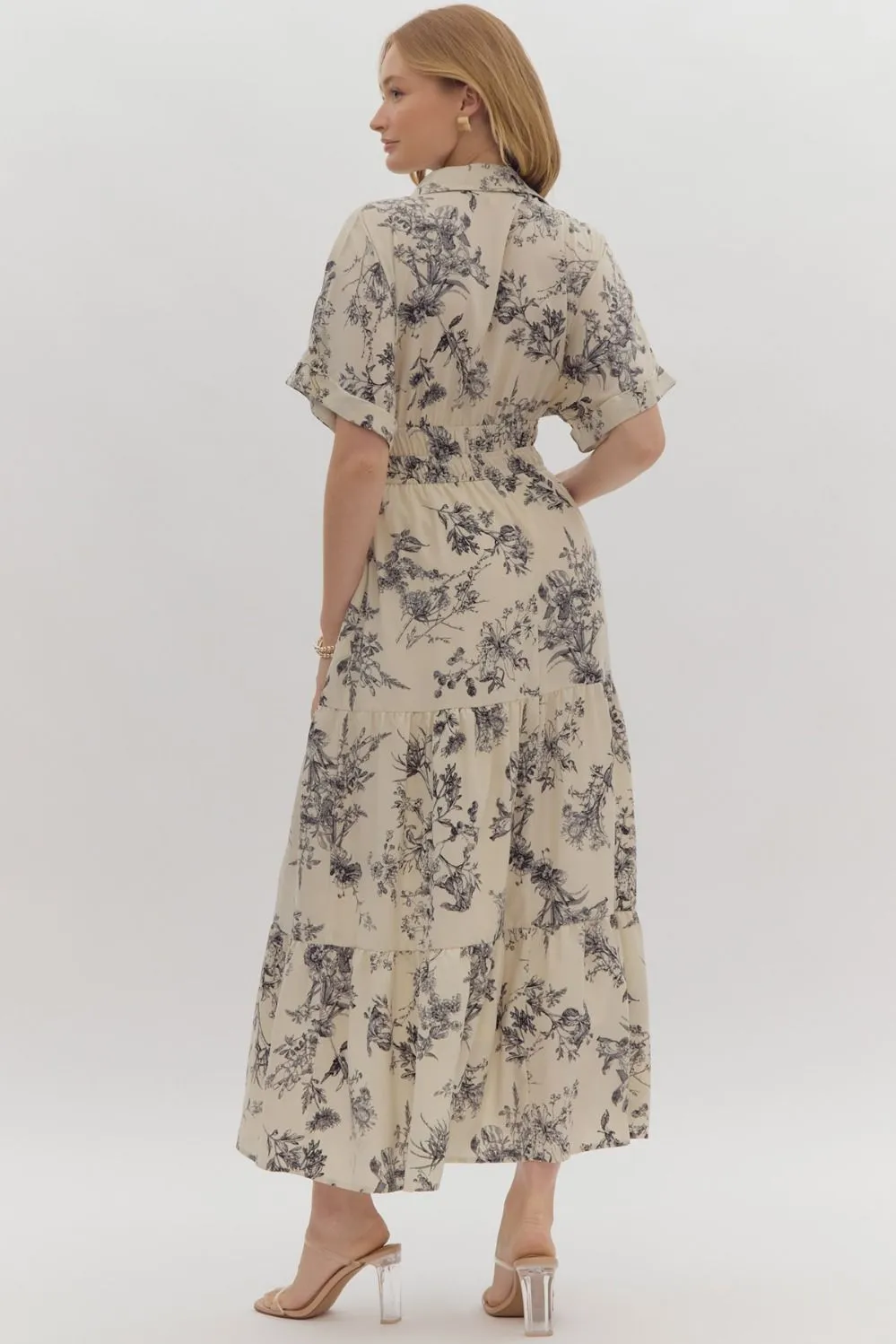Ivory Charcoal Floral Dress