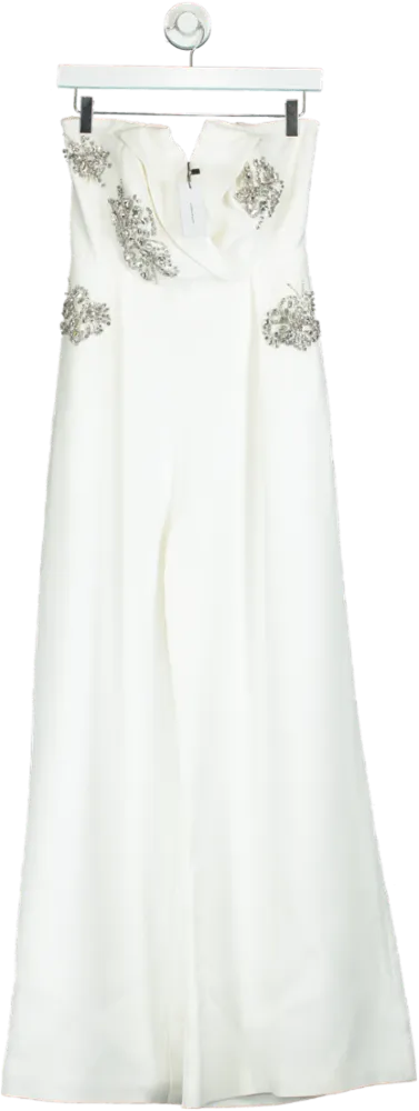 Karen Millen White Strapless Jumpsuit UK 6