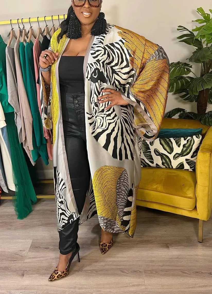 Kimono Cardigan for Women Long Boho Satin Kimono Robes Plus Size Open Front Beach Swimsuit Cover Ups Lightweight Duster