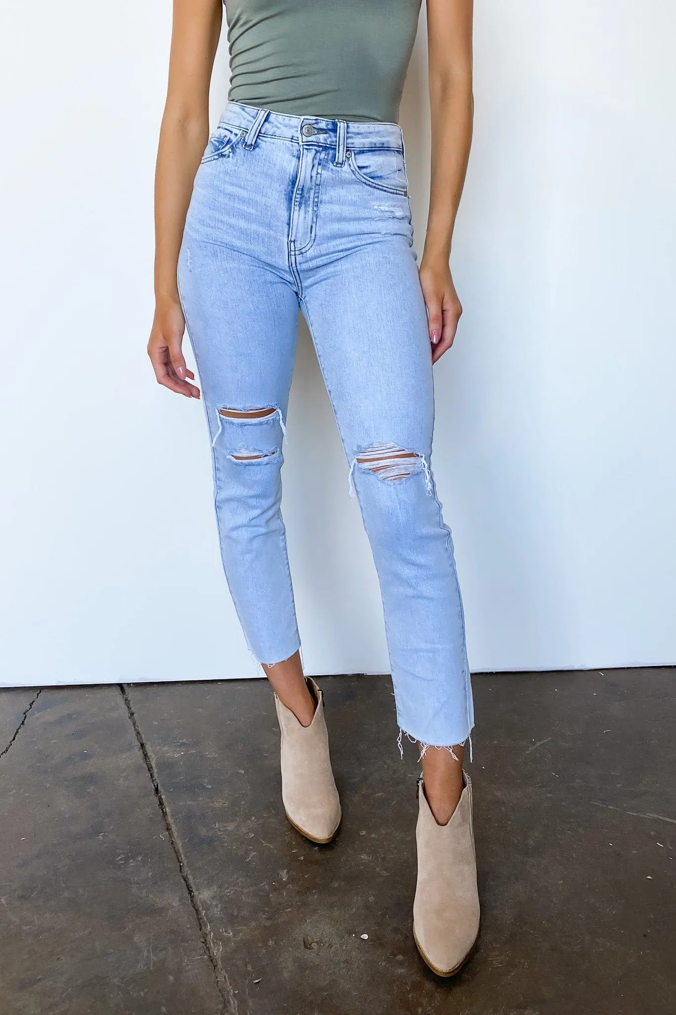 Kiss and Tell Ultra High Rise Straight Distressed Jeans - FINAL SALE