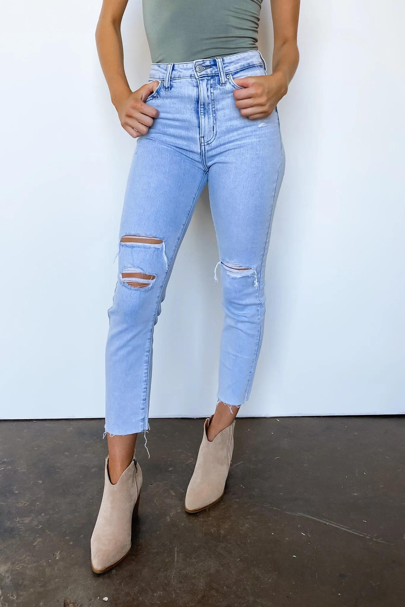 Kiss and Tell Ultra High Rise Straight Distressed Jeans - FINAL SALE
