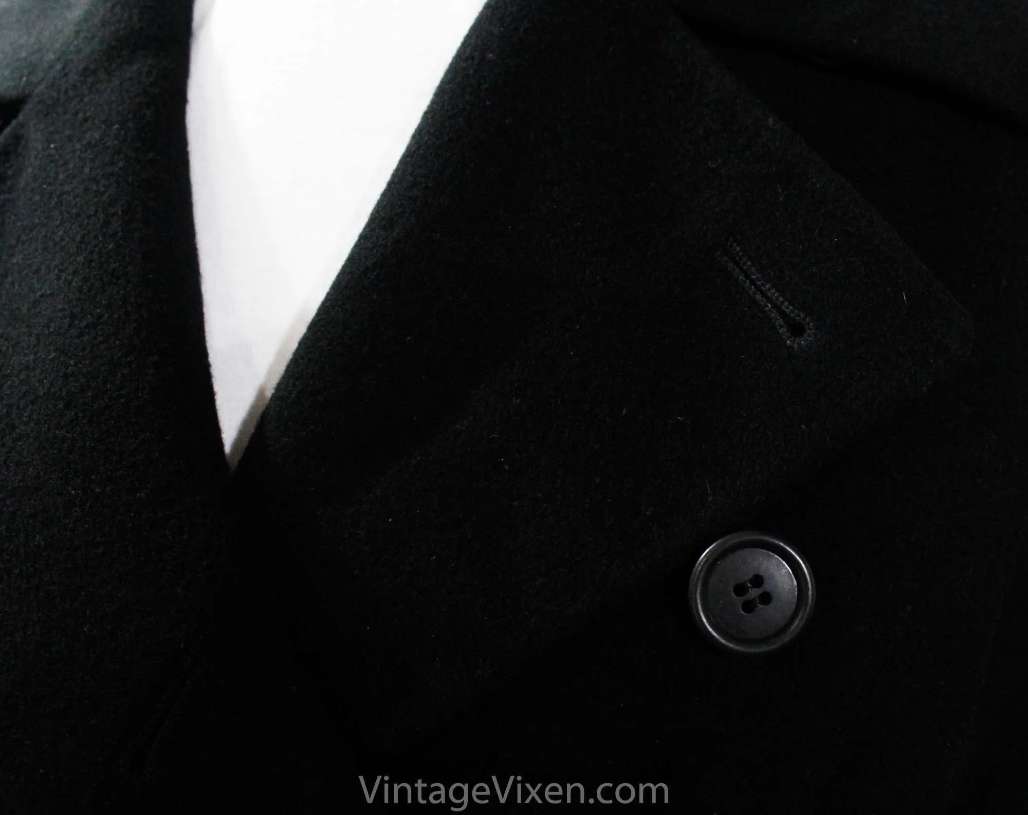 Large Calvin Klein Black Trench Coat - Size 14 1980s Designer Cashmere Blend Luxury Coat with Belt - Classic Fall Winter Overcoat - Bust 43