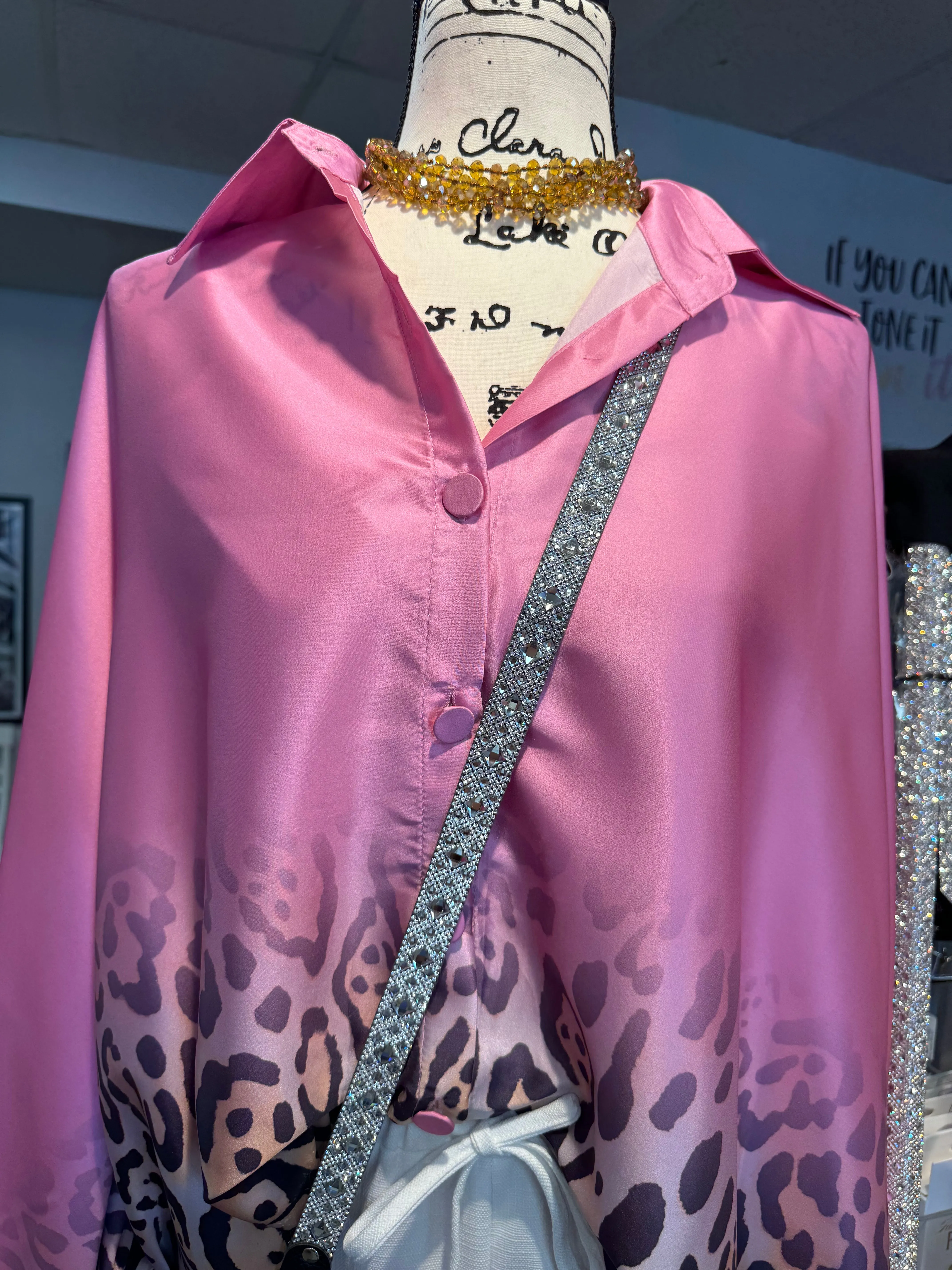 Leopard Print Satin Blouse