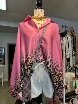 Leopard Print Satin Blouse