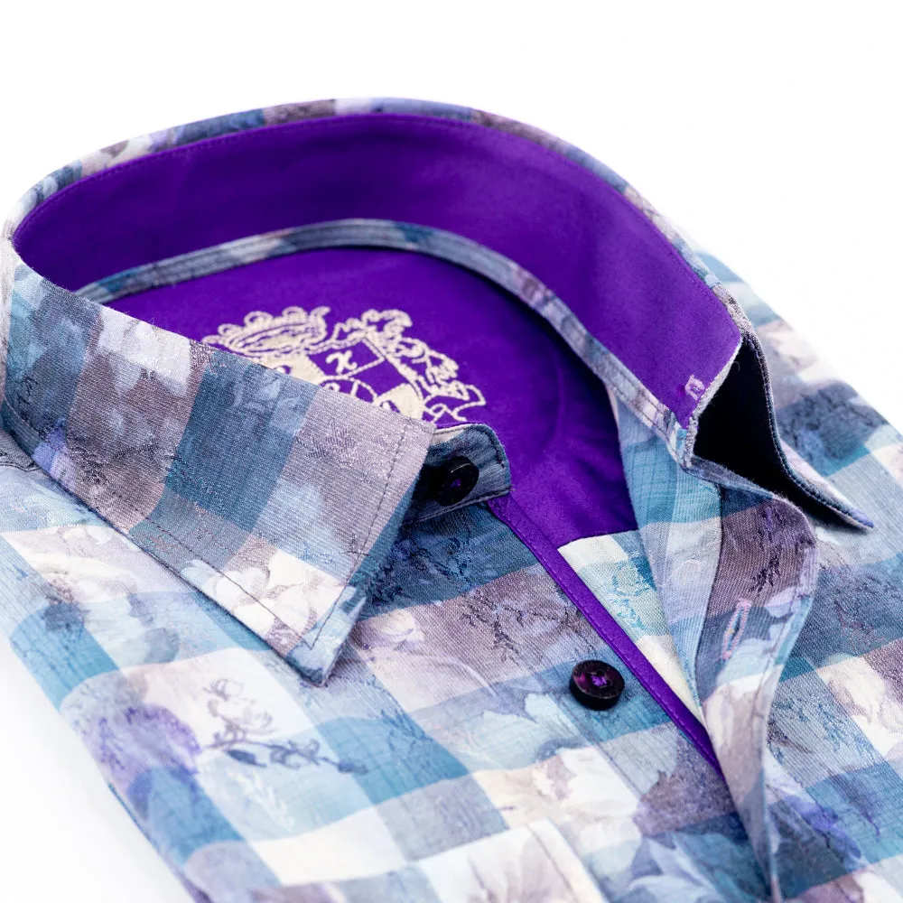 Lilac Plaid Button Down Print Shirt