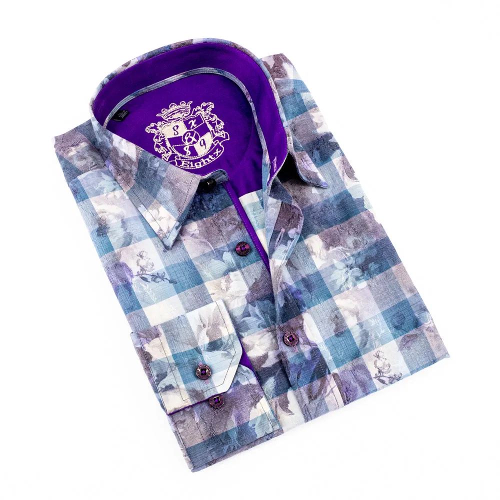 Lilac Plaid Button Down Print Shirt