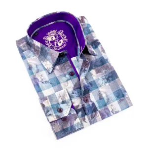 Lilac Plaid Button Down Print Shirt